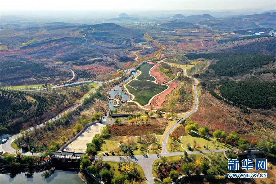 11月14日、ドローンで撮影された河北省邯鄲市叢臺區(qū)の紫山公園（撮影?牟宇）