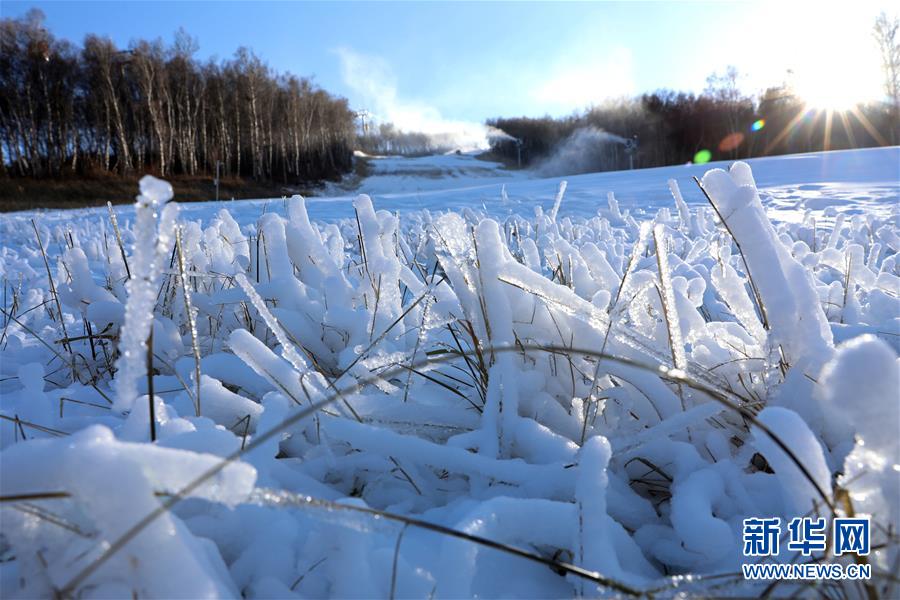 10月17日、河北省張家口市崇禮區太舞スキー場で、造雪作業を行う人工造雪機（撮影?武殿森）。