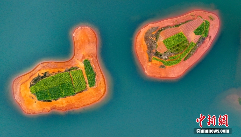 カラフルな春の景色広がる千鳥湖（撮影?余剣鋒）。