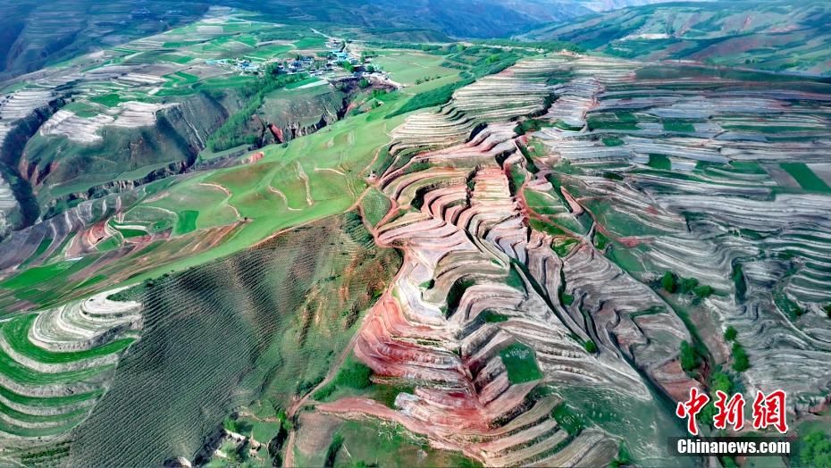 山あいの傾斜地を段狀にした棚田（撮影?趙時(shí)春）。