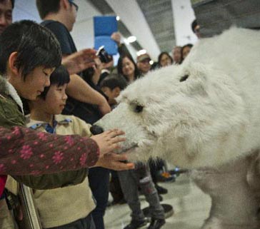 ロボットのホッキョクグマが香港に